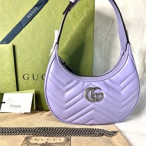 Authentic Brand New Gucci GG Marmont Mini Shoulder Bag Half Moon Crescent